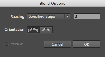 The Blend Options dialog box in Adobe Illustrator