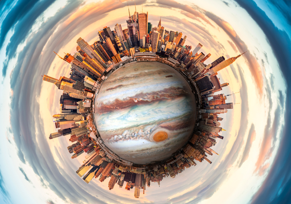 Industrious little planet created in Photoshop