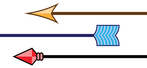Custom multi-colored arrowheads created in Adobe Illustrator