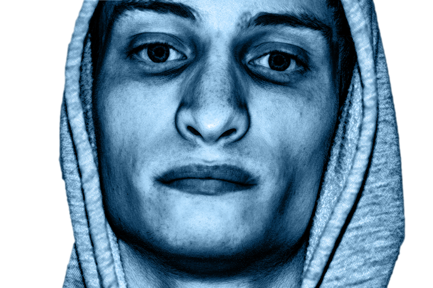 Blue colorized portrait