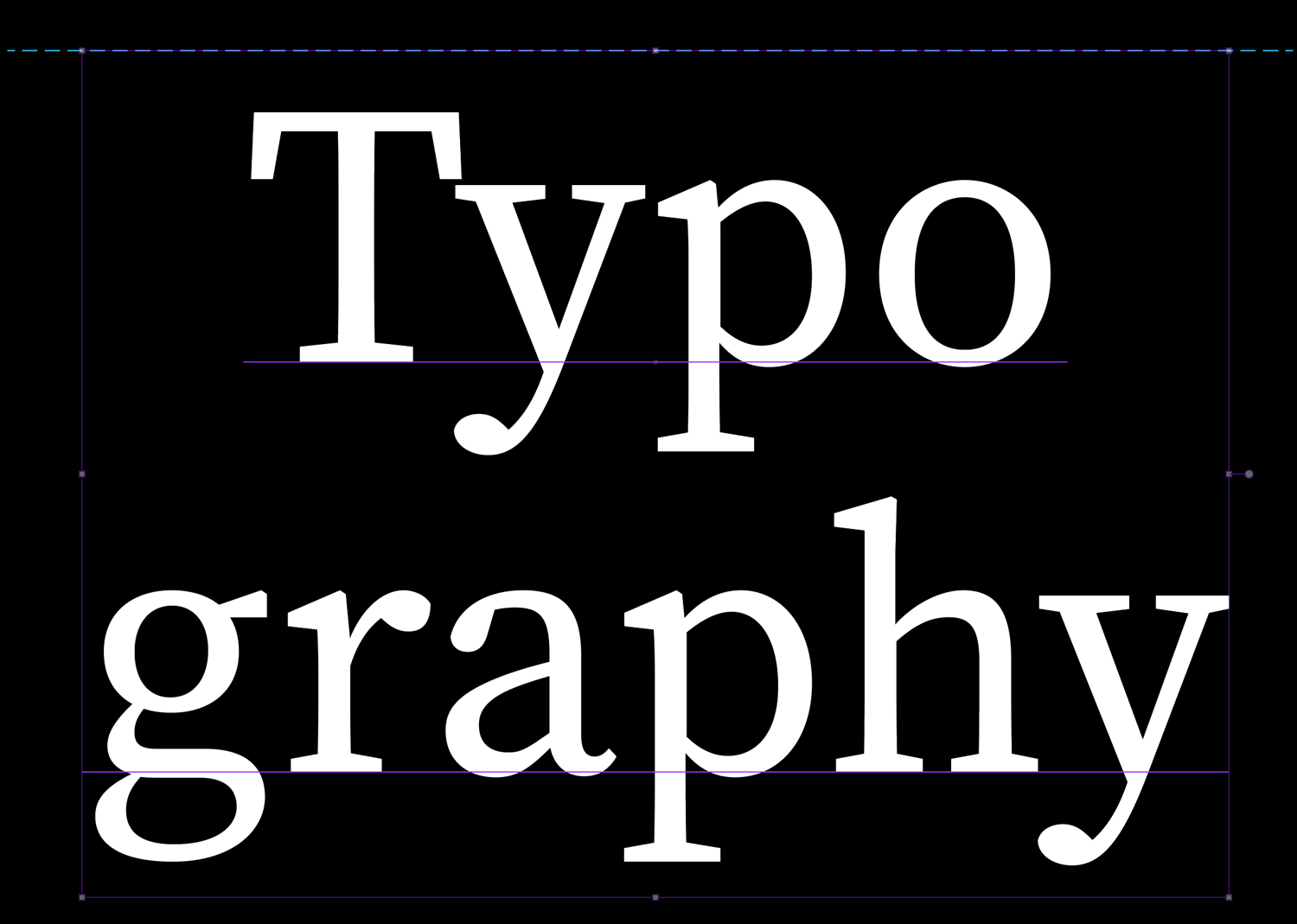 The word Typography with a dotted line aligned to the bounding box