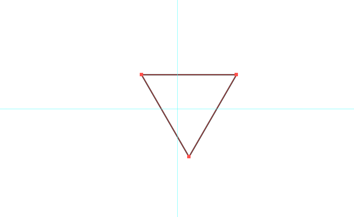 A lone triangle sitting slightly offset from guides in Illustrator