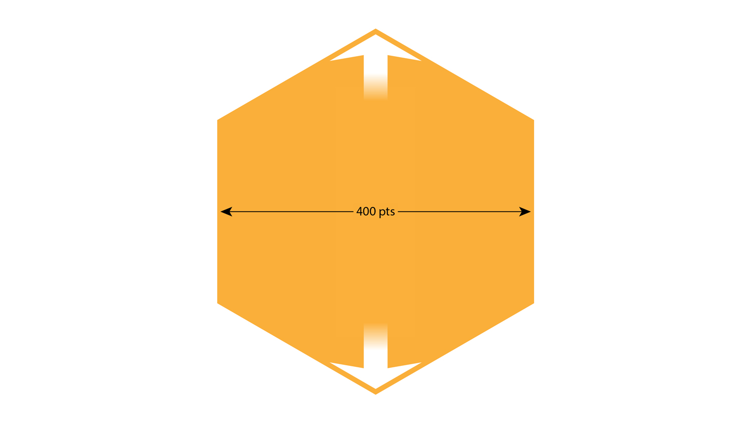 A hexagon that measures 400 px across