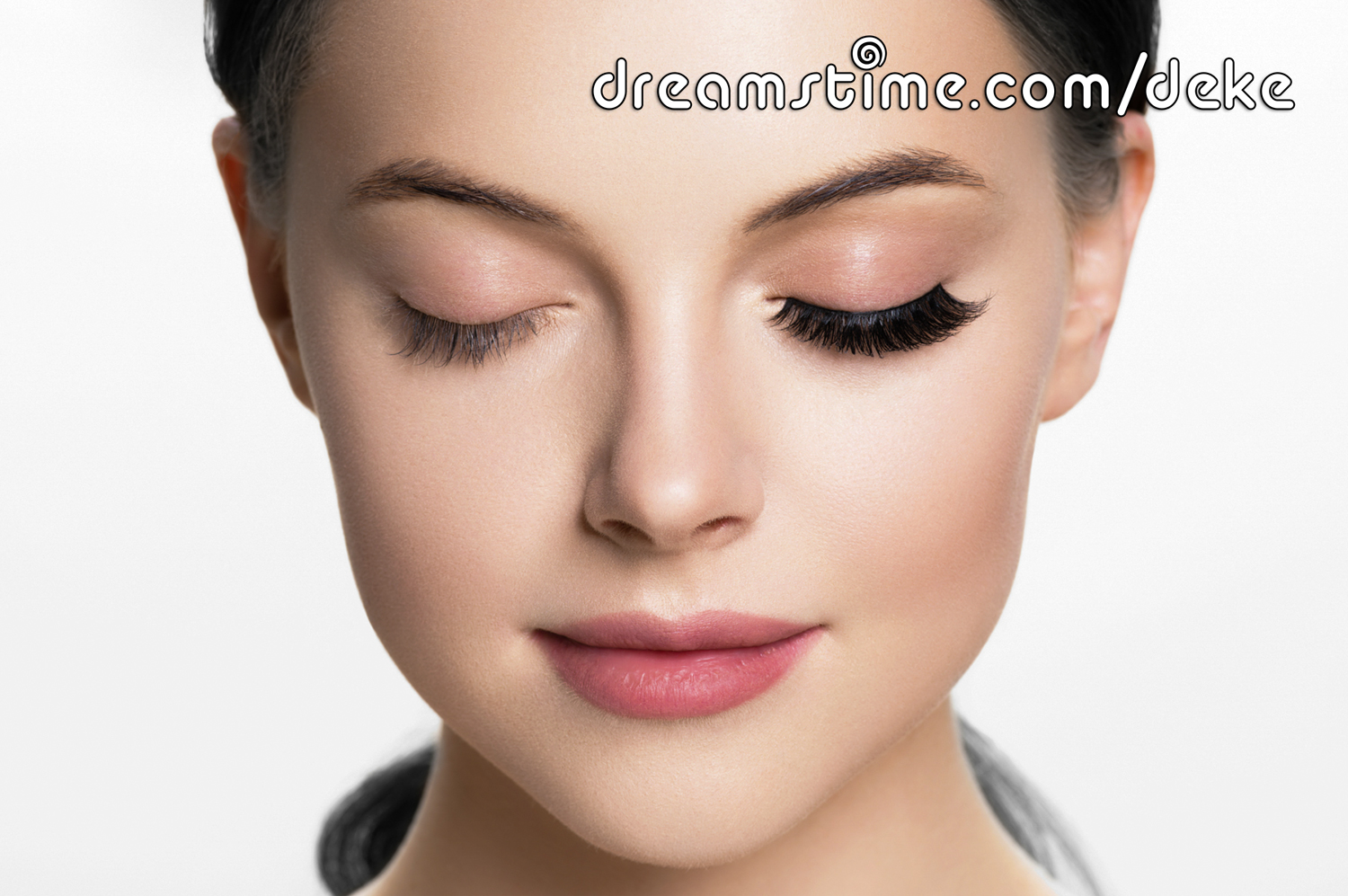 Dreamstime image #134292799, woman with one false eyelash