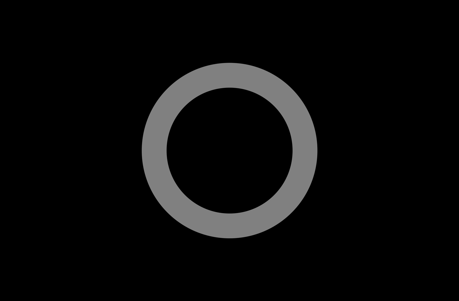 Two concentric circles, black and gray, on a black background in Photoshop