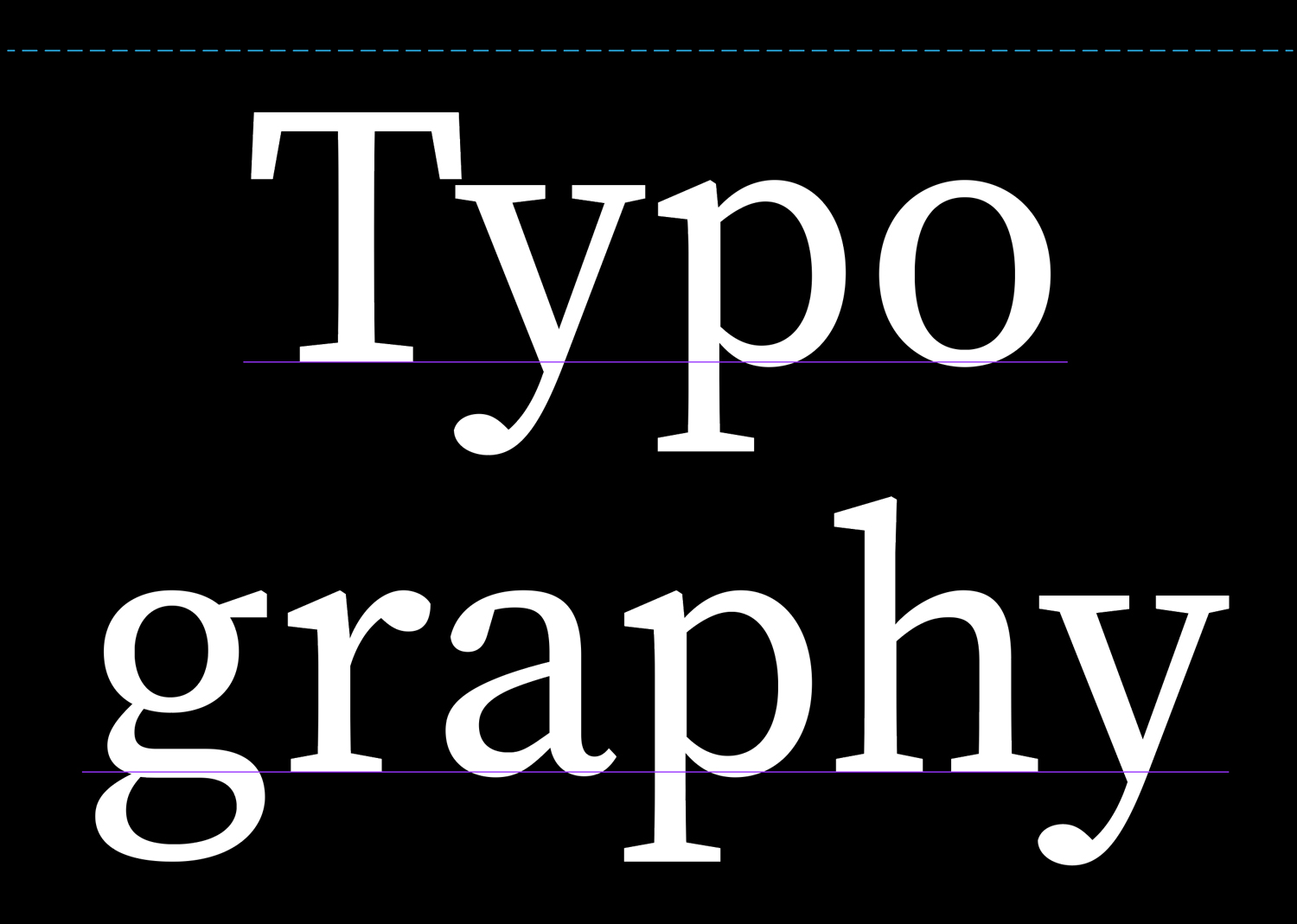 The word Typography and a dotted line which is aligned to the invisible bounding box