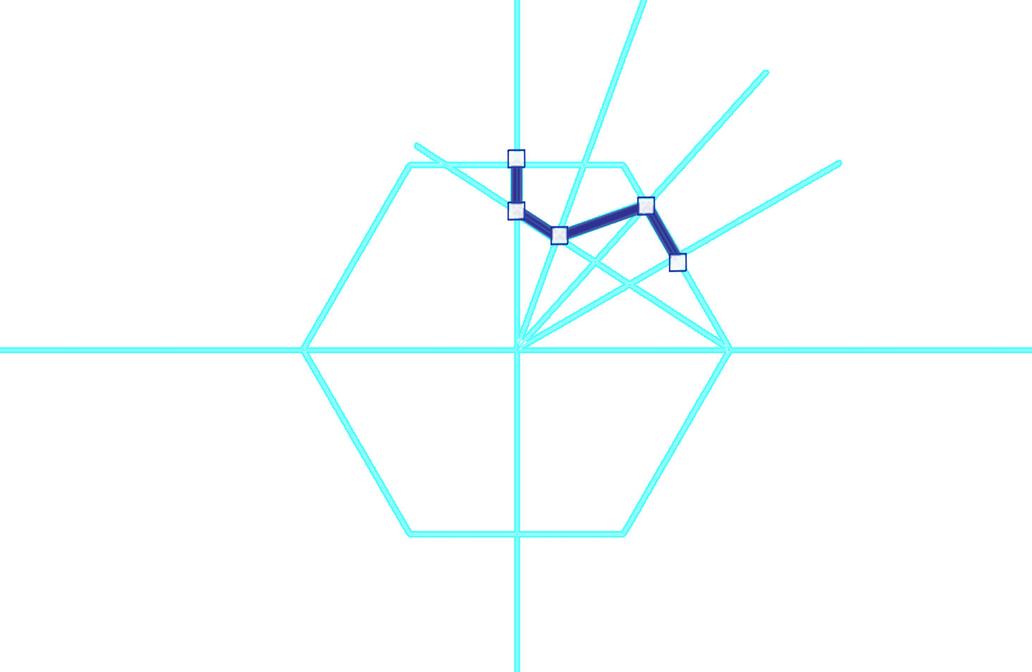 Set of guides with a line segment drawn over