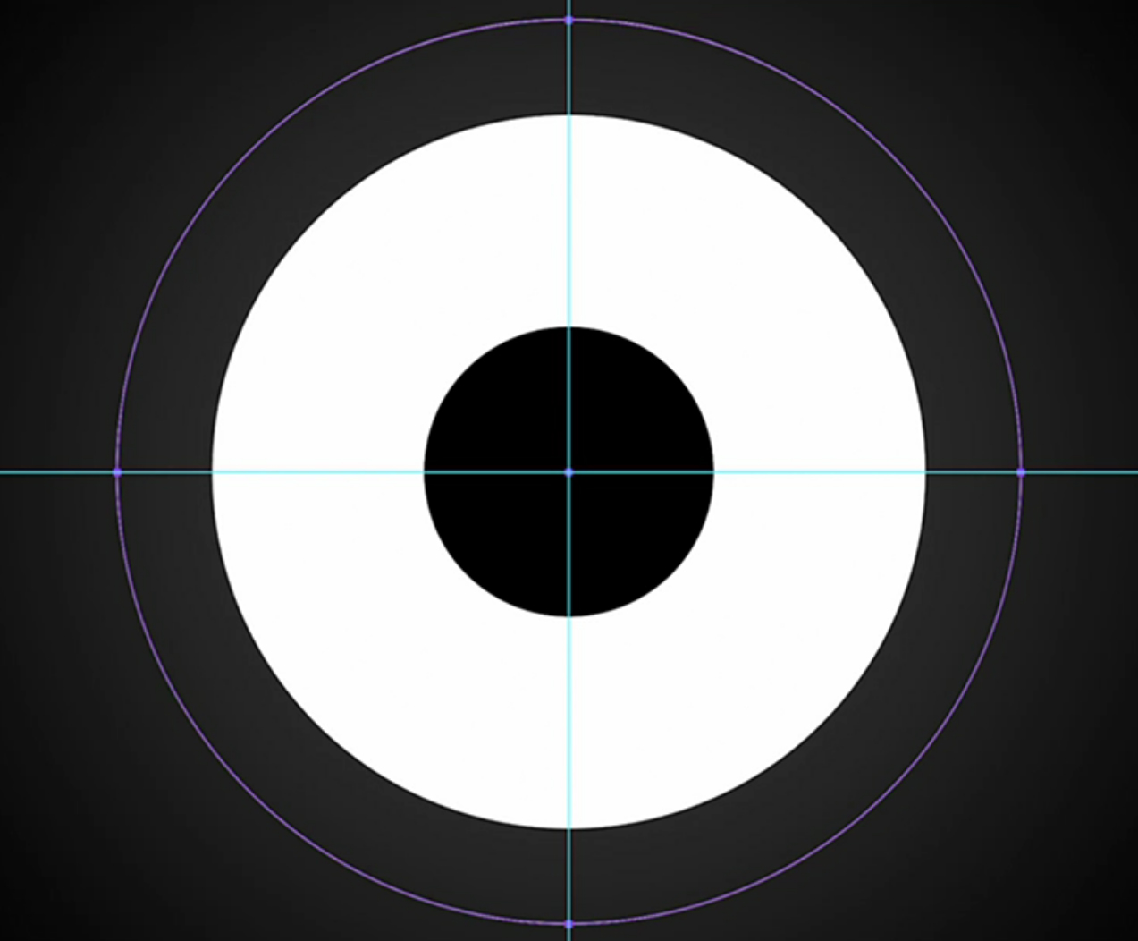 Concentric black and white circles on a black background in Illustrator