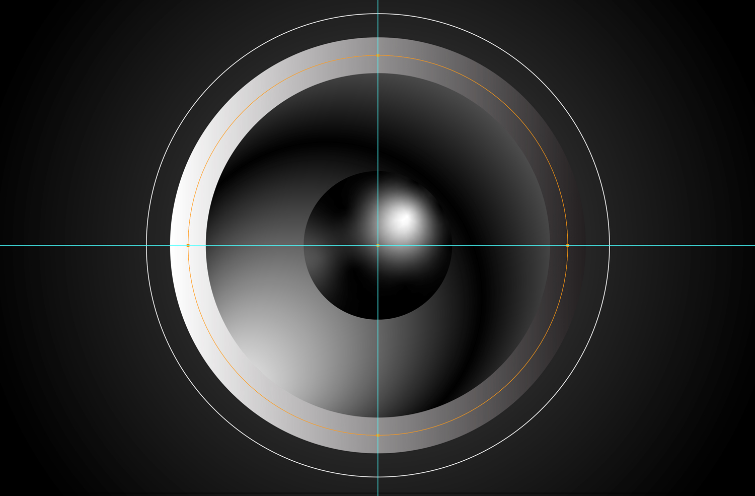 The new circle with the default white-to-gray gradient applied around the circumference. 