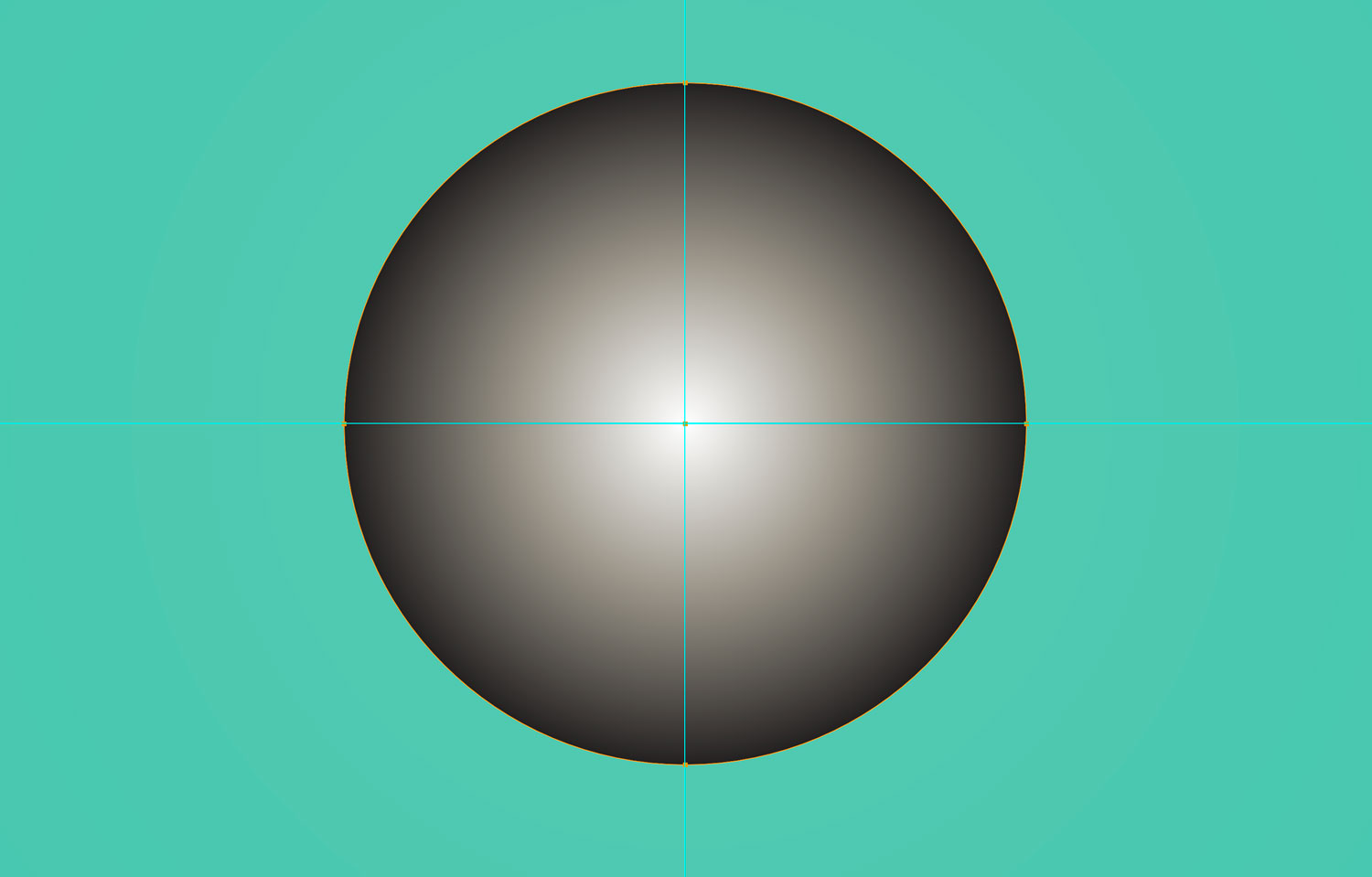 A circle with a white to black radial gradient on a green background