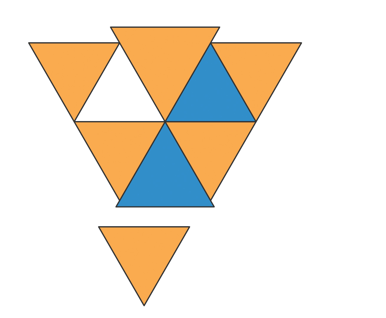 Eight various triangles in Adobe Illustrator starting to look like a face