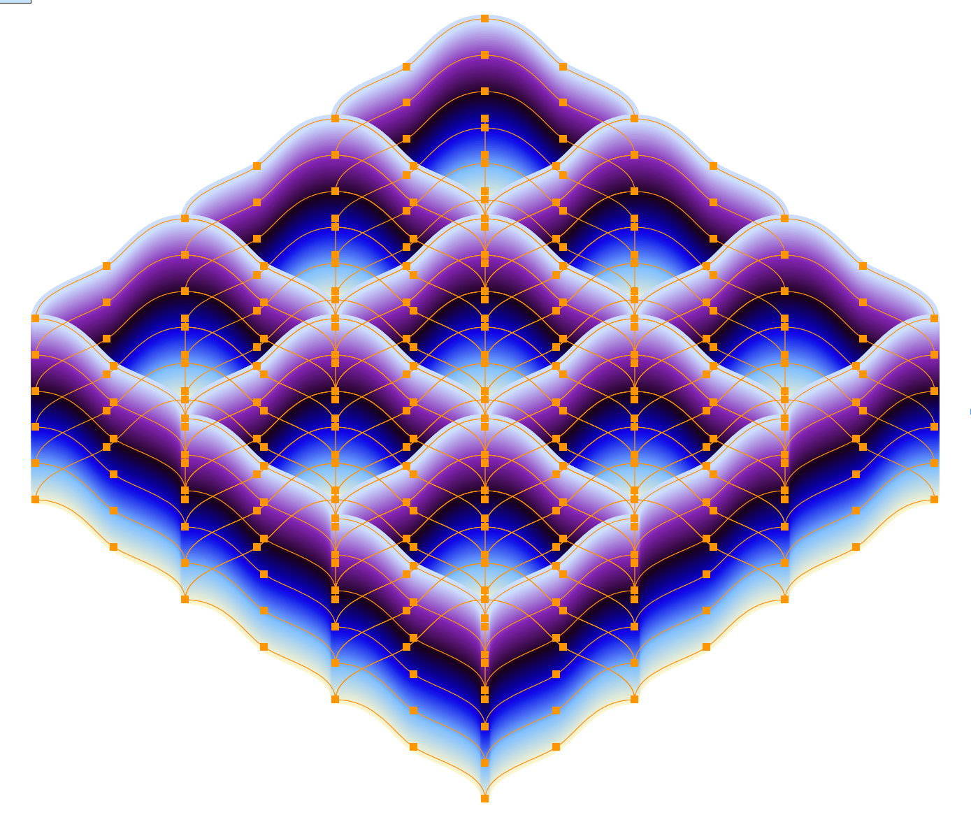 Nine lantern shapes aligned into a precise diamond