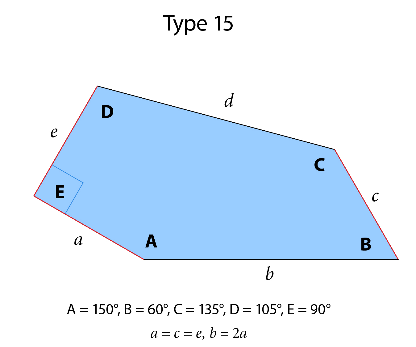 Diagram of tessellating pentagon Type 15