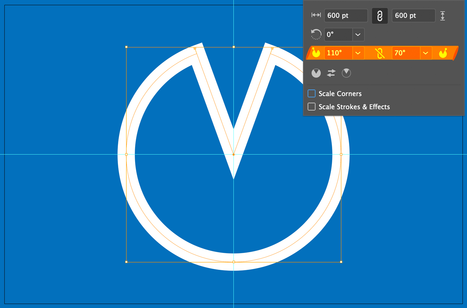 A white circle with a wedge taken out in Adobe Illustrator