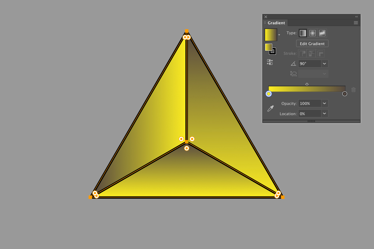 Adding a gradient to three sections of equilateral triangle