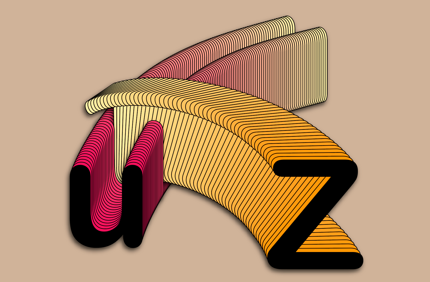 The Z slices through the path of the U