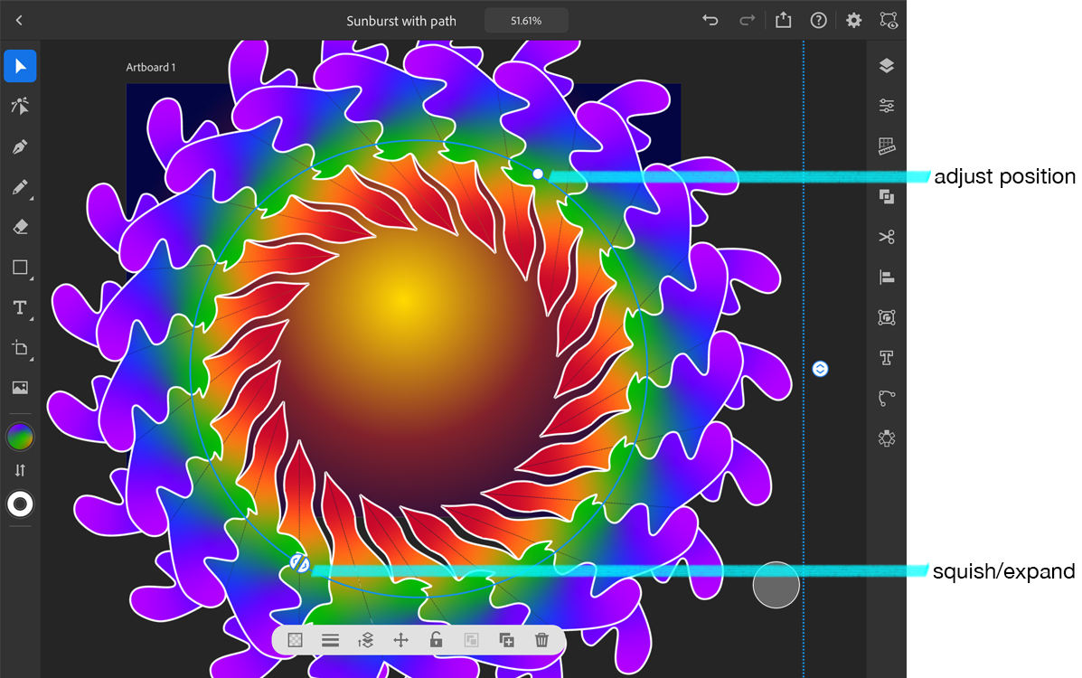 Squishing and rotating the shape to change the results