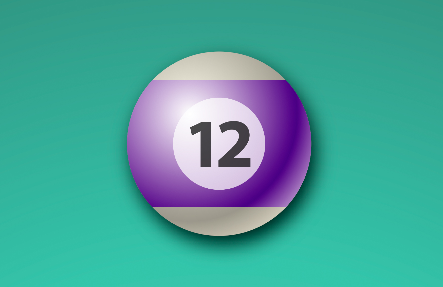 Ball with purple stripe and number 12 applied in Adobe Illustrator