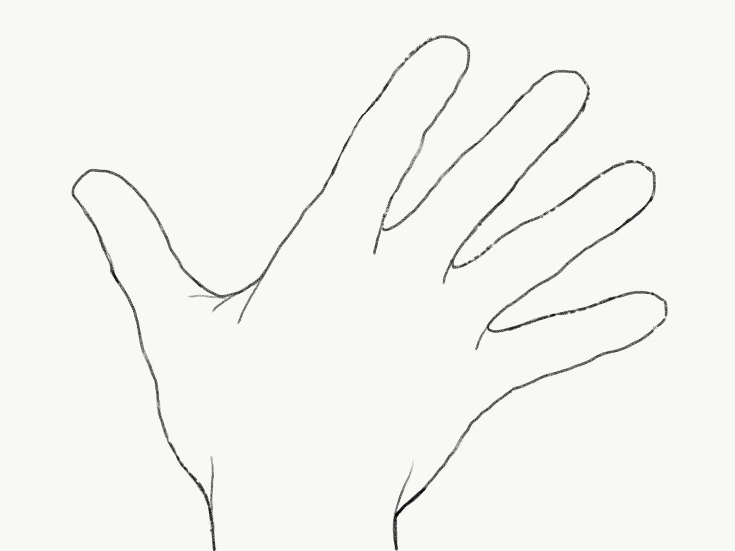 The outline of a hand traced in Photoshop Sketch