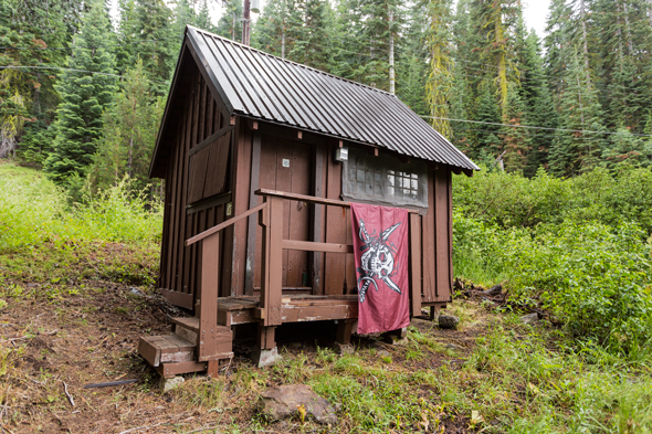 Rustic cabin with distracting power lines