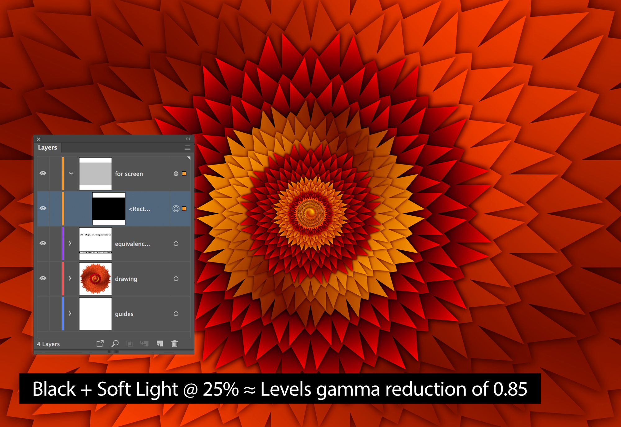 A dark layer used to simulate a Gamma adjustment in Adobe Illustrator