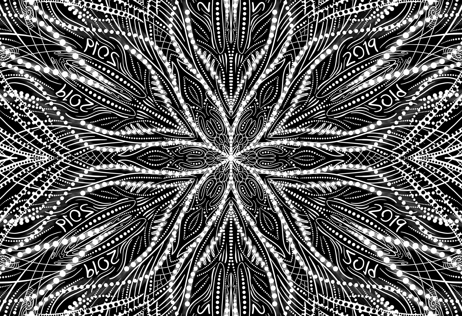 The black and white mandala pattern created in Photoshop CC 2019