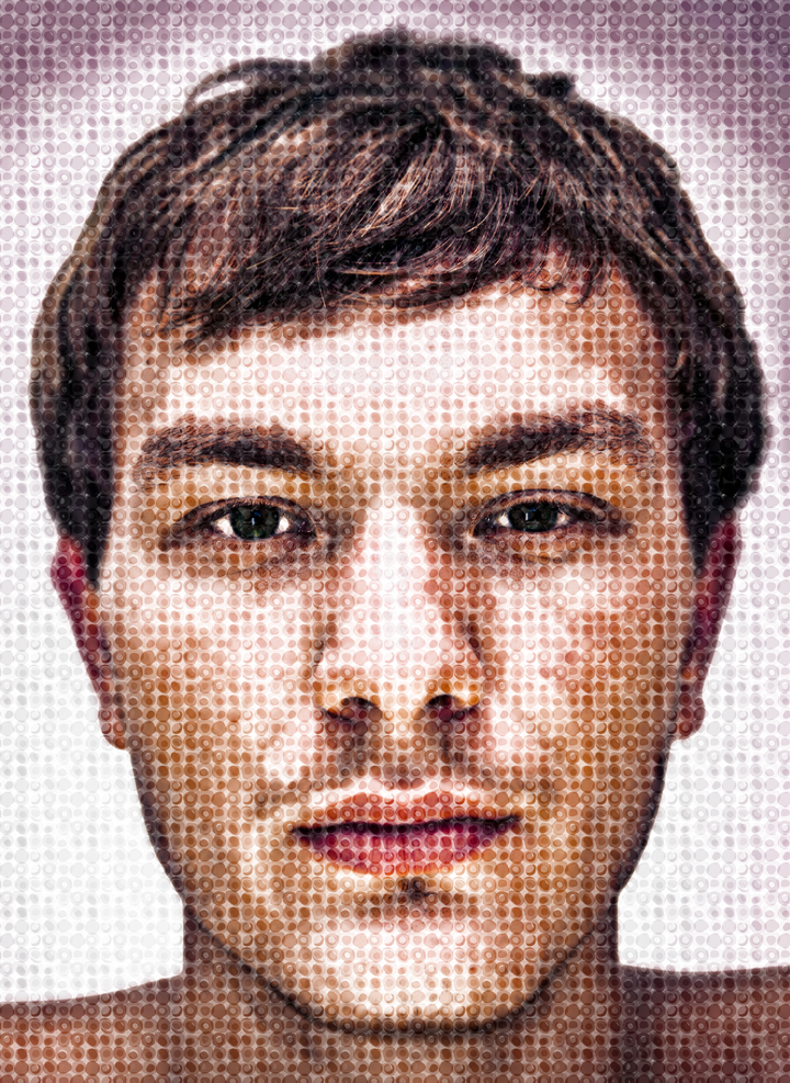 A portrait with a Chuck Close style effect applied