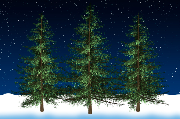 Three fir trees created in Photohsop