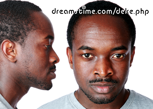 Two portraits, full and profile, from dreamstime