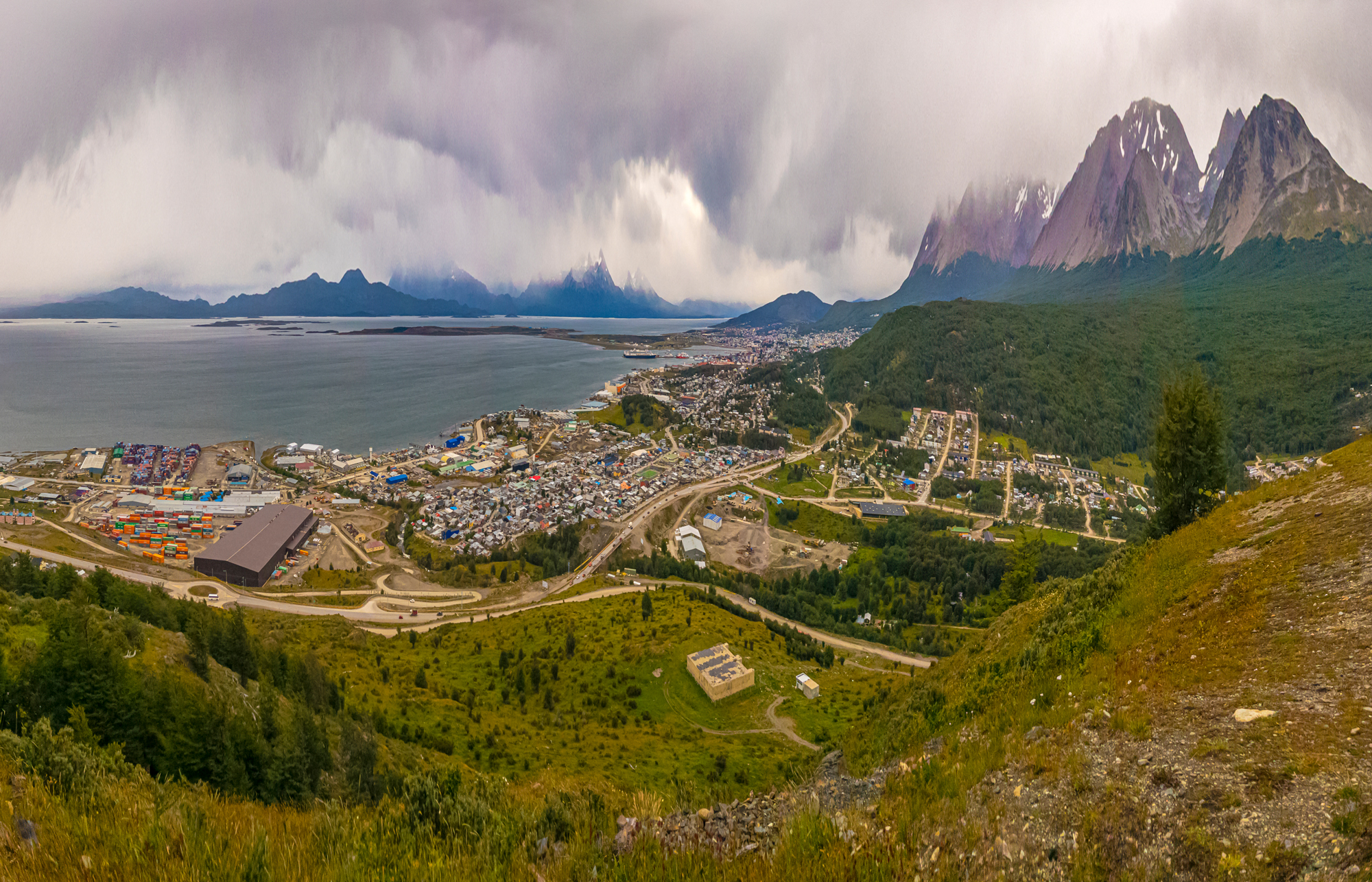 A Photoshop warp enhancement enabled enhancement of the landscape of Ushuaia