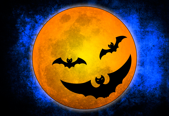 A bat-faced moon created in Illustrator