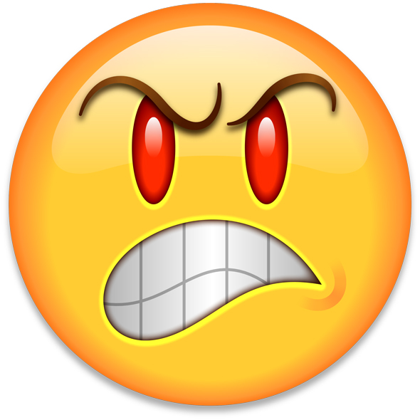 Very angry Apple-style emoji