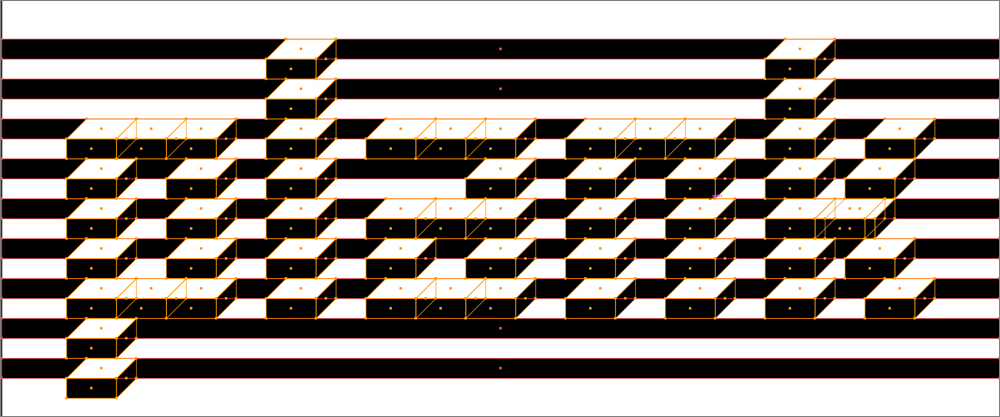 Subtract the blocks to make the desired letters in your wrapped logo