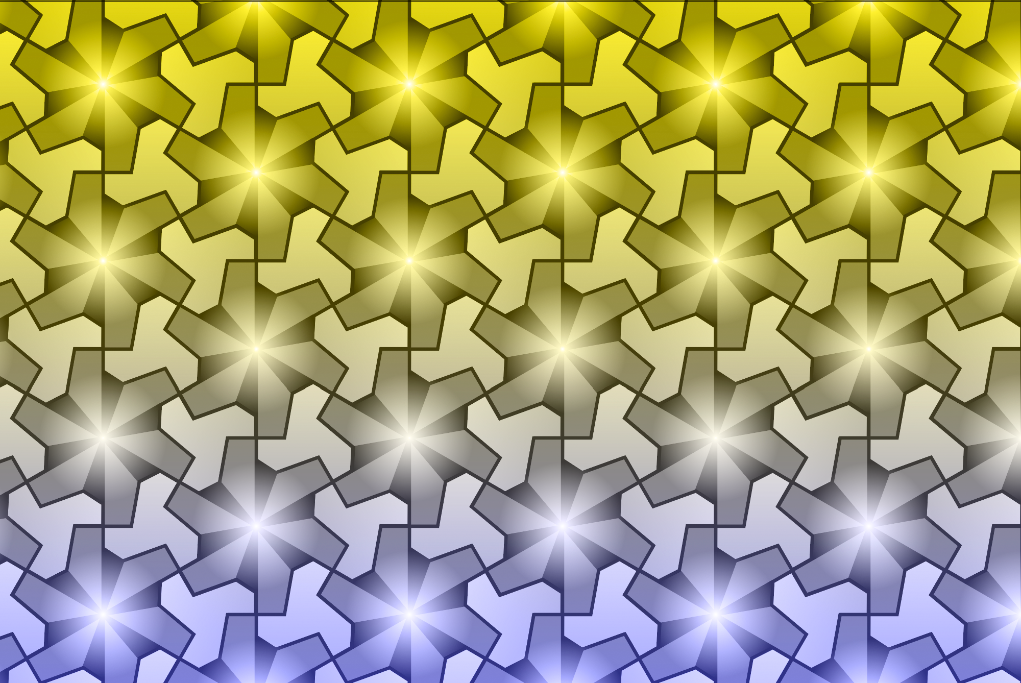 A repeating pattern with color fading from yellow to blue