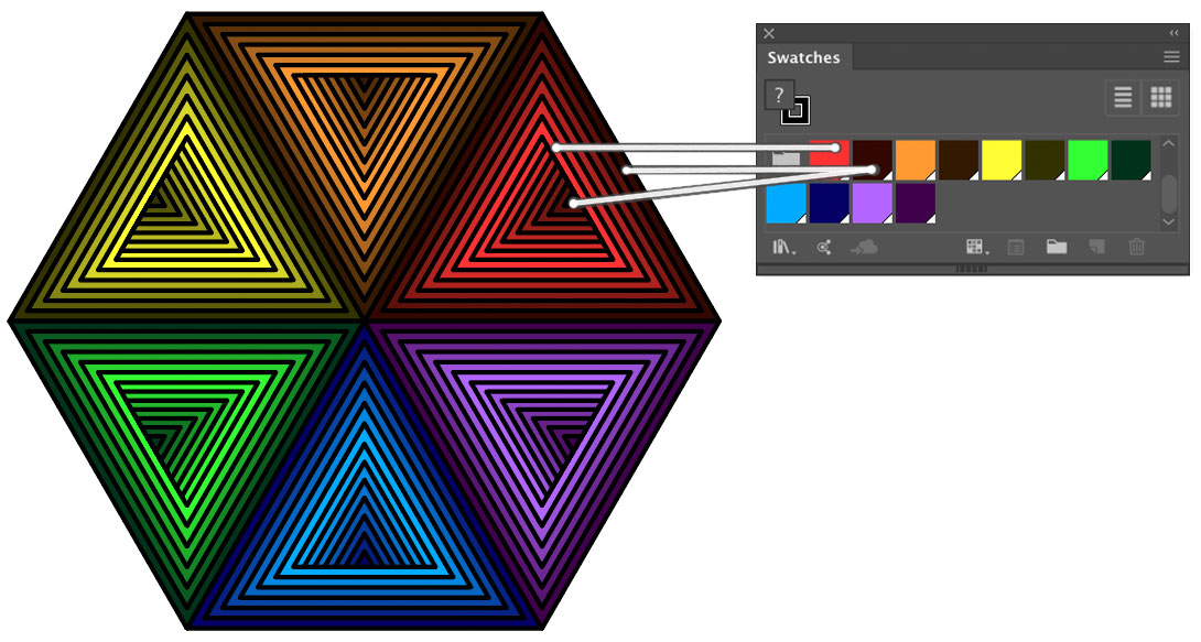 Changing the colors inside a triangular blend in Illustrator