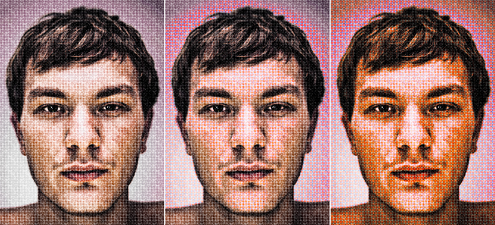 Three versions of a Chuck Close effect in Photoshop