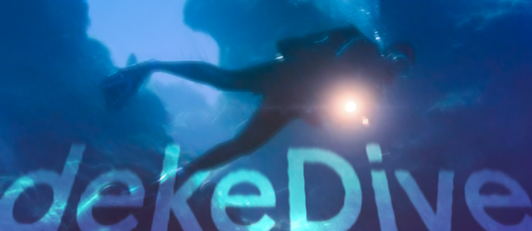 Scuba diver above blue text reading dekeDive