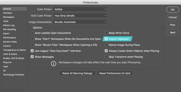 Export Clipboard dialog box