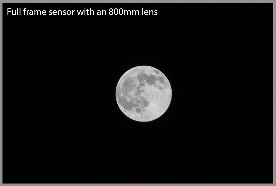 Full frame 800mm shot of the moon