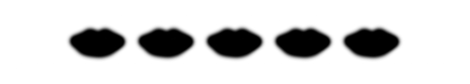 A layer mask with five identical lip masks
