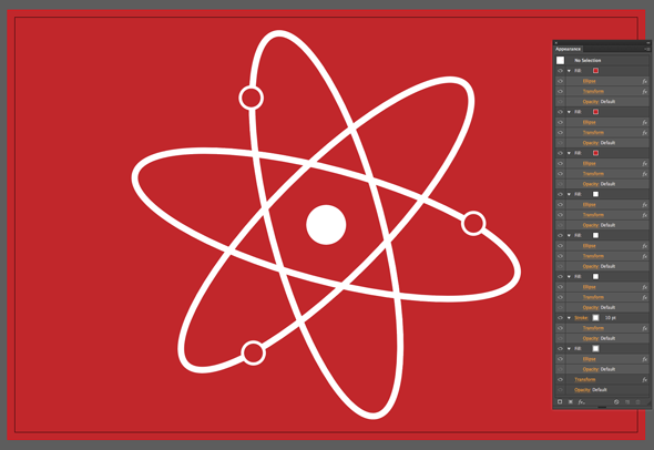 Rotated atom symbol and Illustrator's Appearance panel