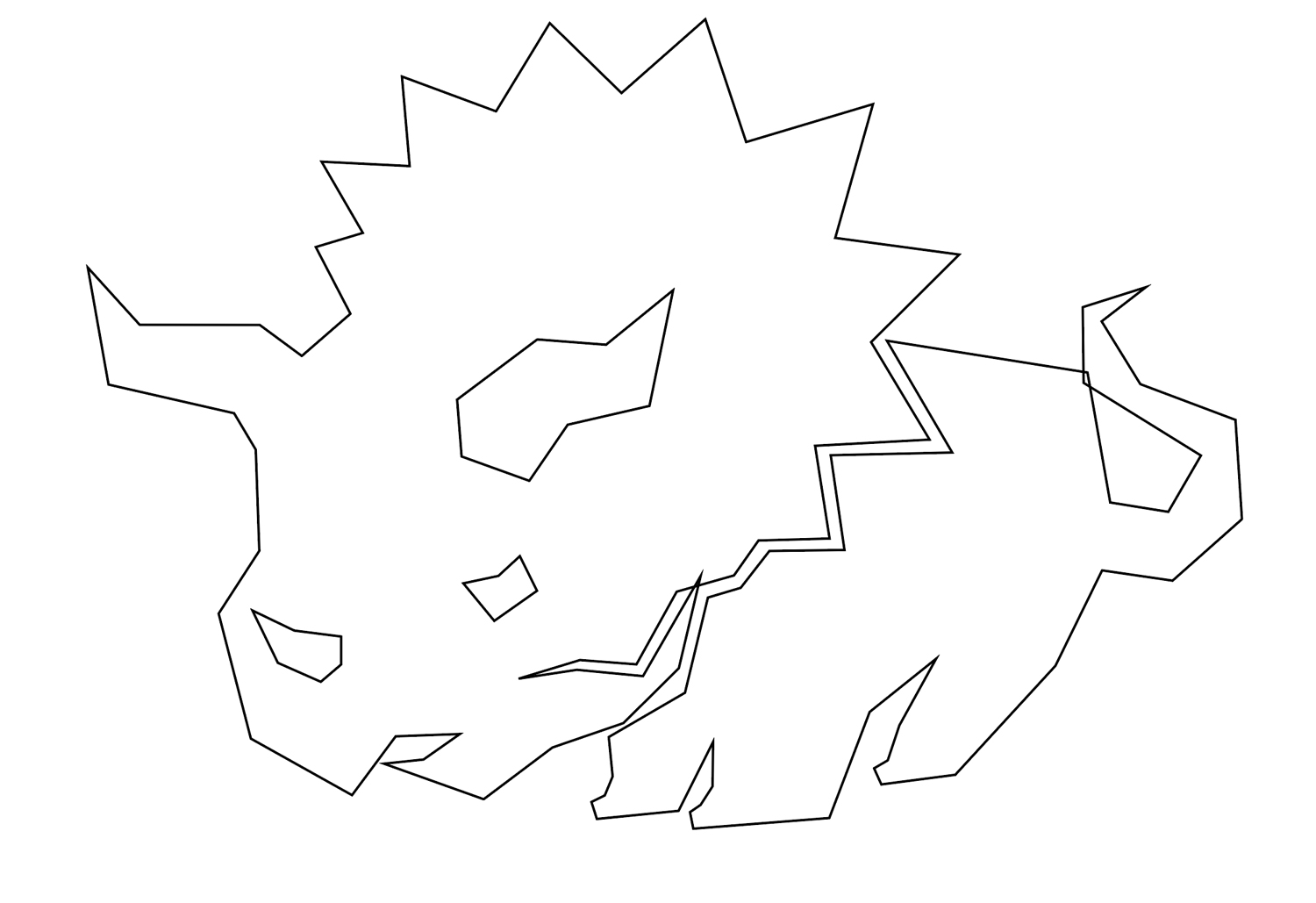 A triceratops drawn with spiky edges inside Adobe Illustrator