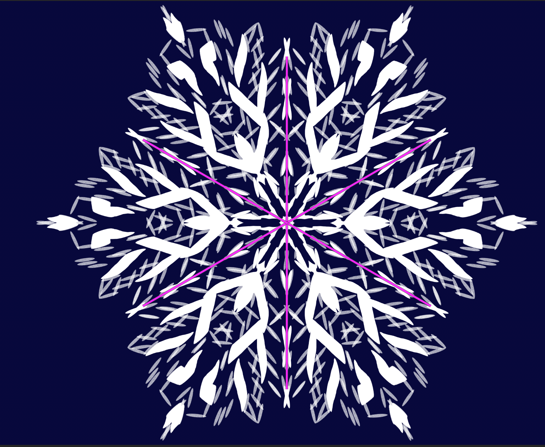 A snowflake drawn with the Mandala effect in Photoshop