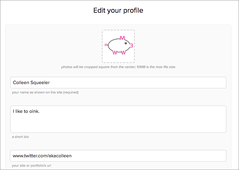 You can update your user profile with an image, bio, and URL
