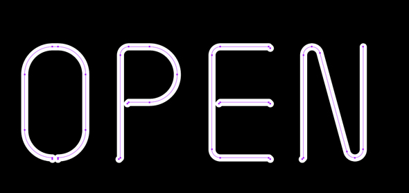 Letters drawn in Illustrator for a neon sign