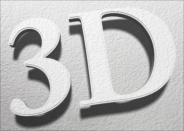 3D paper type as rendered using Repoussé in Photoshop CS5 Extended